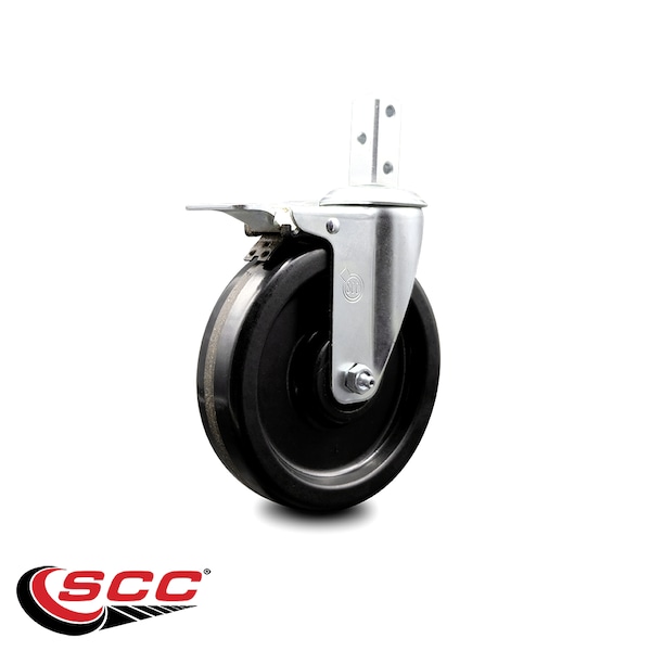 6 Inch Phenolic Wheel Swivel 3/4 Inch Square Stem Caster with Total Lock Brake